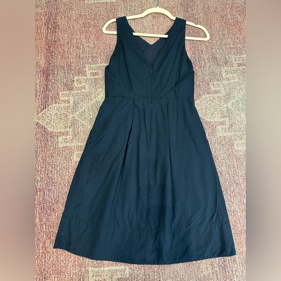 Madewell a line fit and flare v neck cut out midi dress size 2 navy - Picture 5 of 11